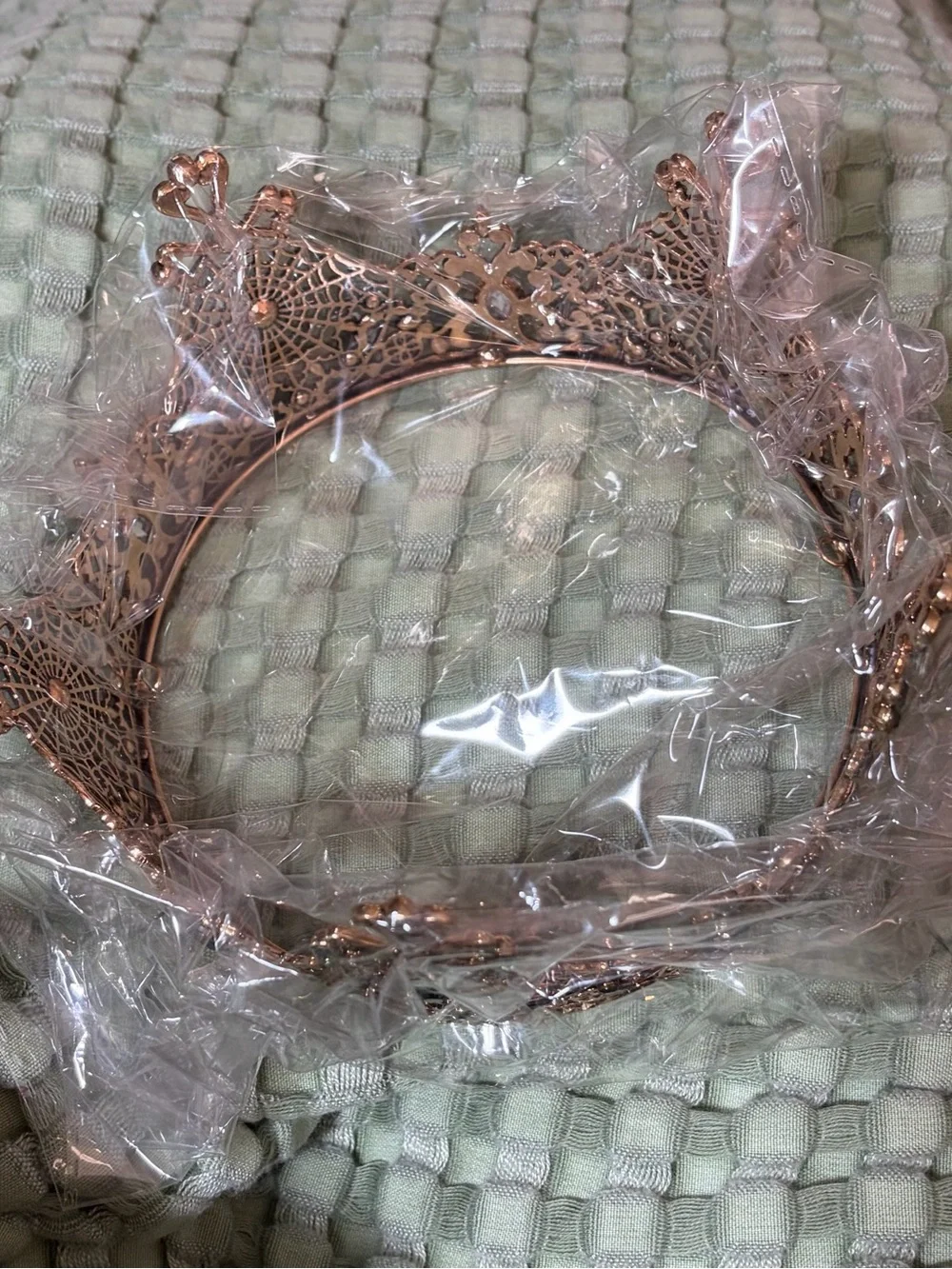 Antiqued Rose Gold Spiderweb Rhinestone Crown Tiara Halloween Gothic